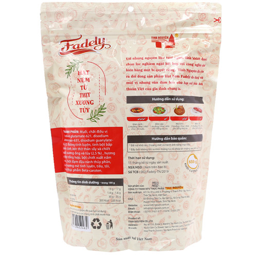 Hạt Nêm Fadely Từ Thịt Và Xương Tủy (850g)