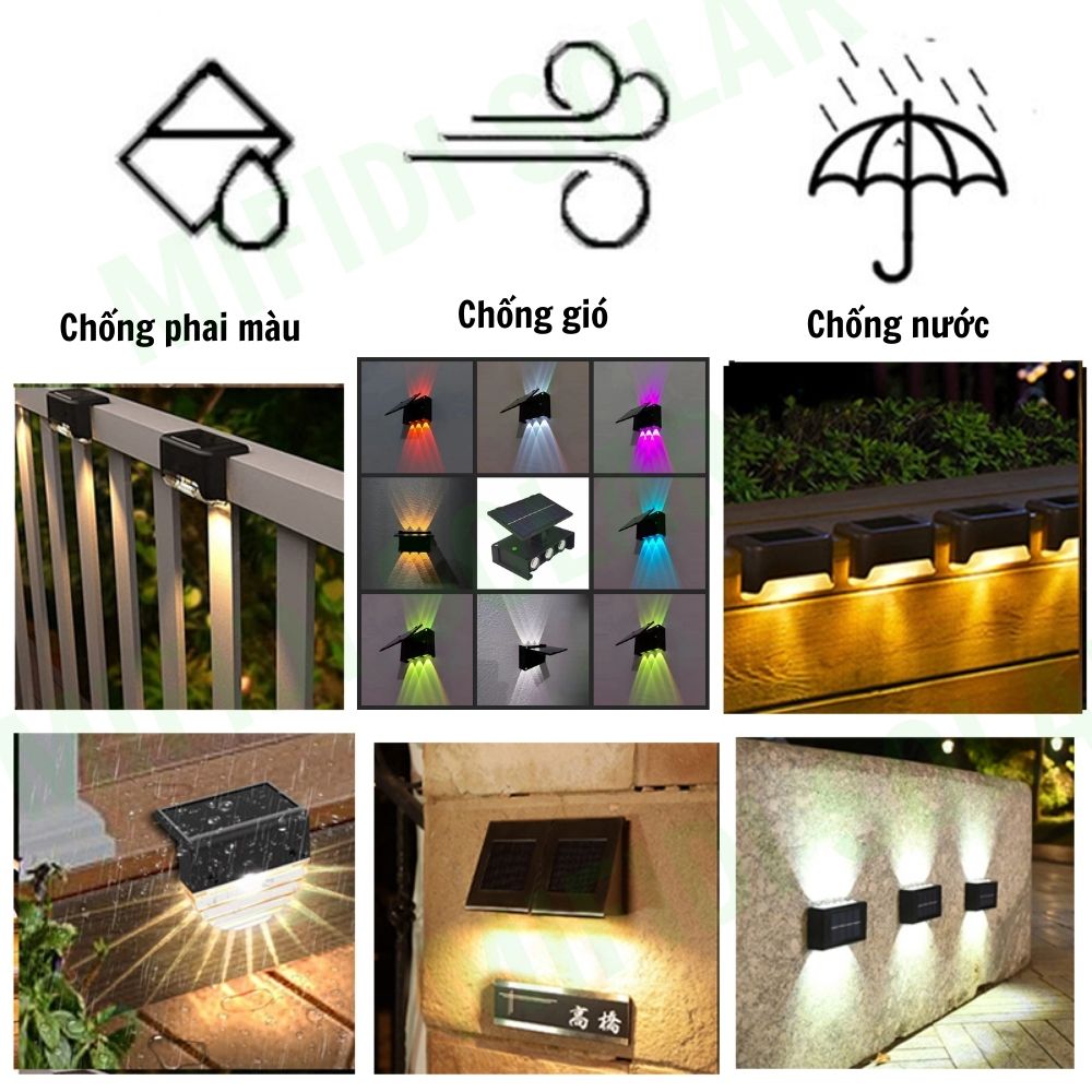 Đèn Led 7 Màu Dạng Gắn Tường MIFIDI Năng Lượng Mặt Trời DRT7M