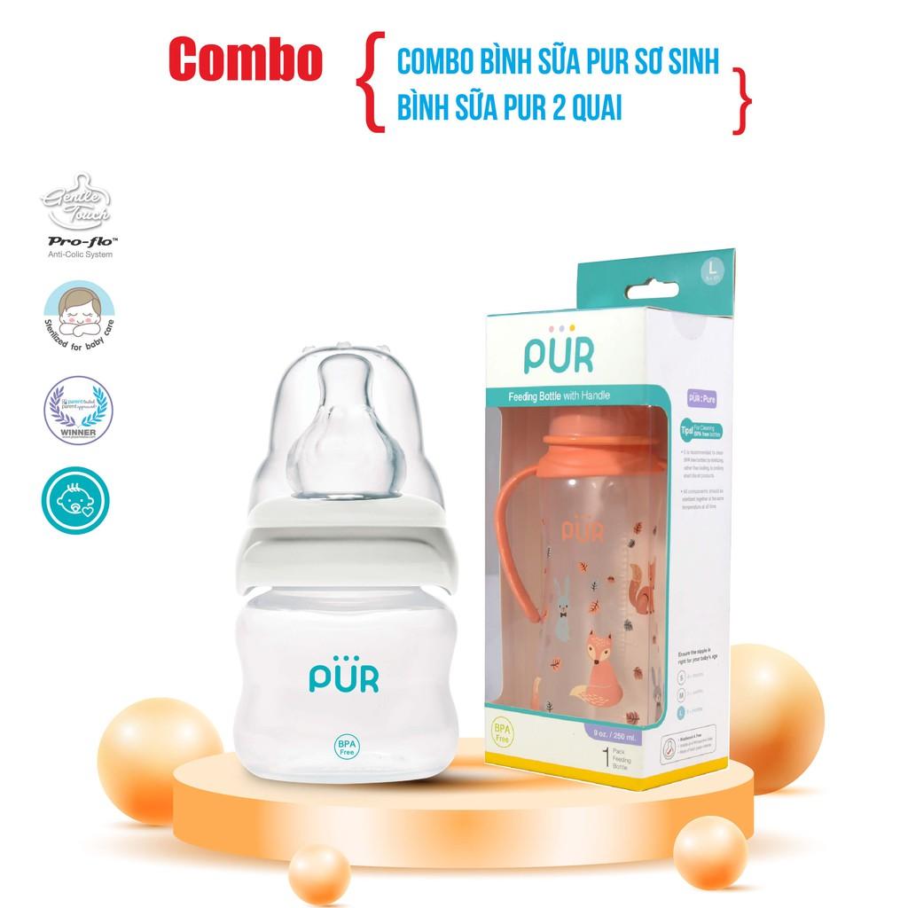 Bình sữa Pur sơ sinh + bình sữa Pur 2 quai - Combo bình sữa