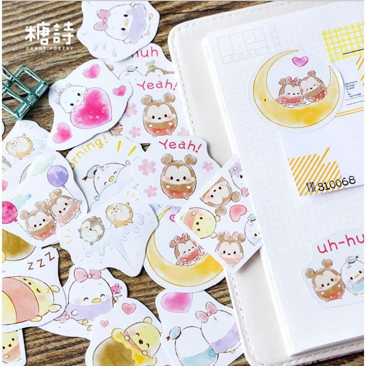 Bộ 46 Sticker Hàn Quốc Hoạt Hình dễ thương dán trang trí E12