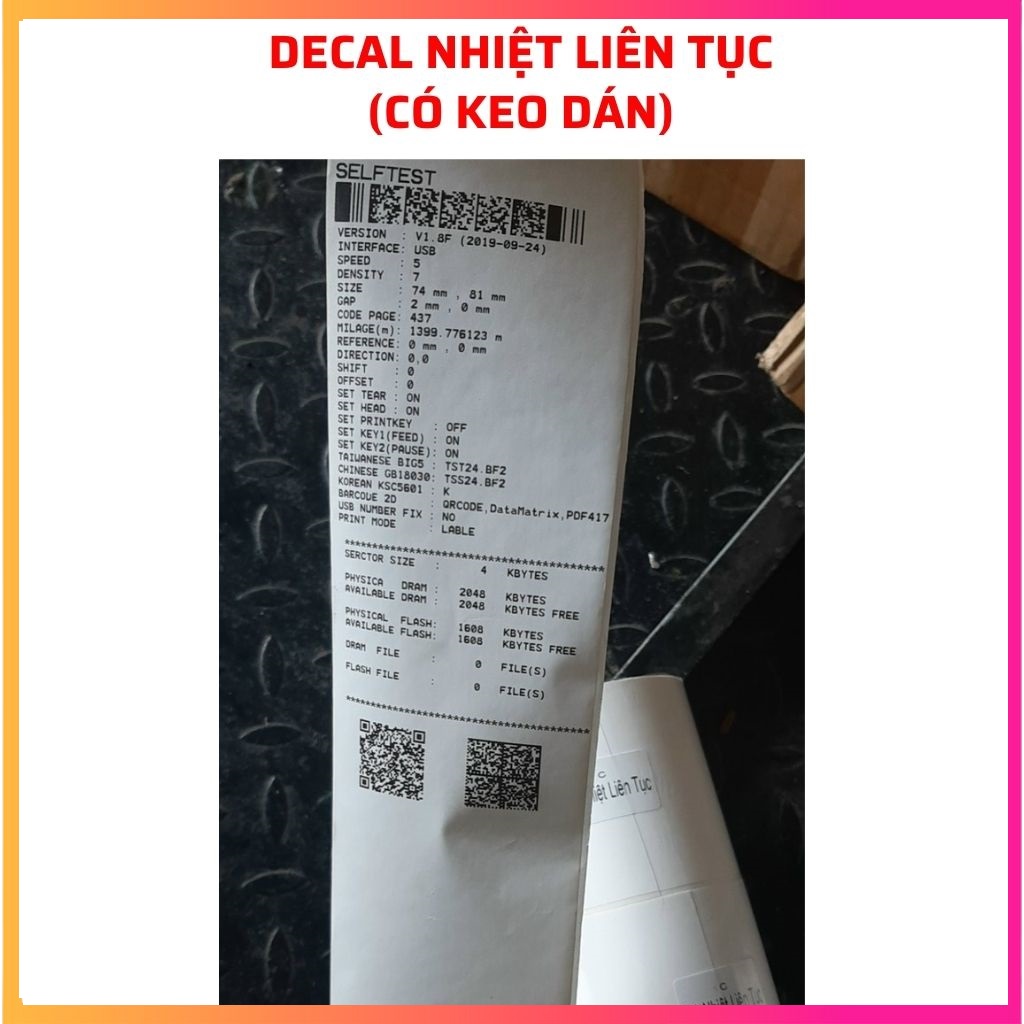 Decal in liên tục có keo dán 76x30m - Decal nhiệt K80 có keo dán - Decal nhiệt in bill có keo dán