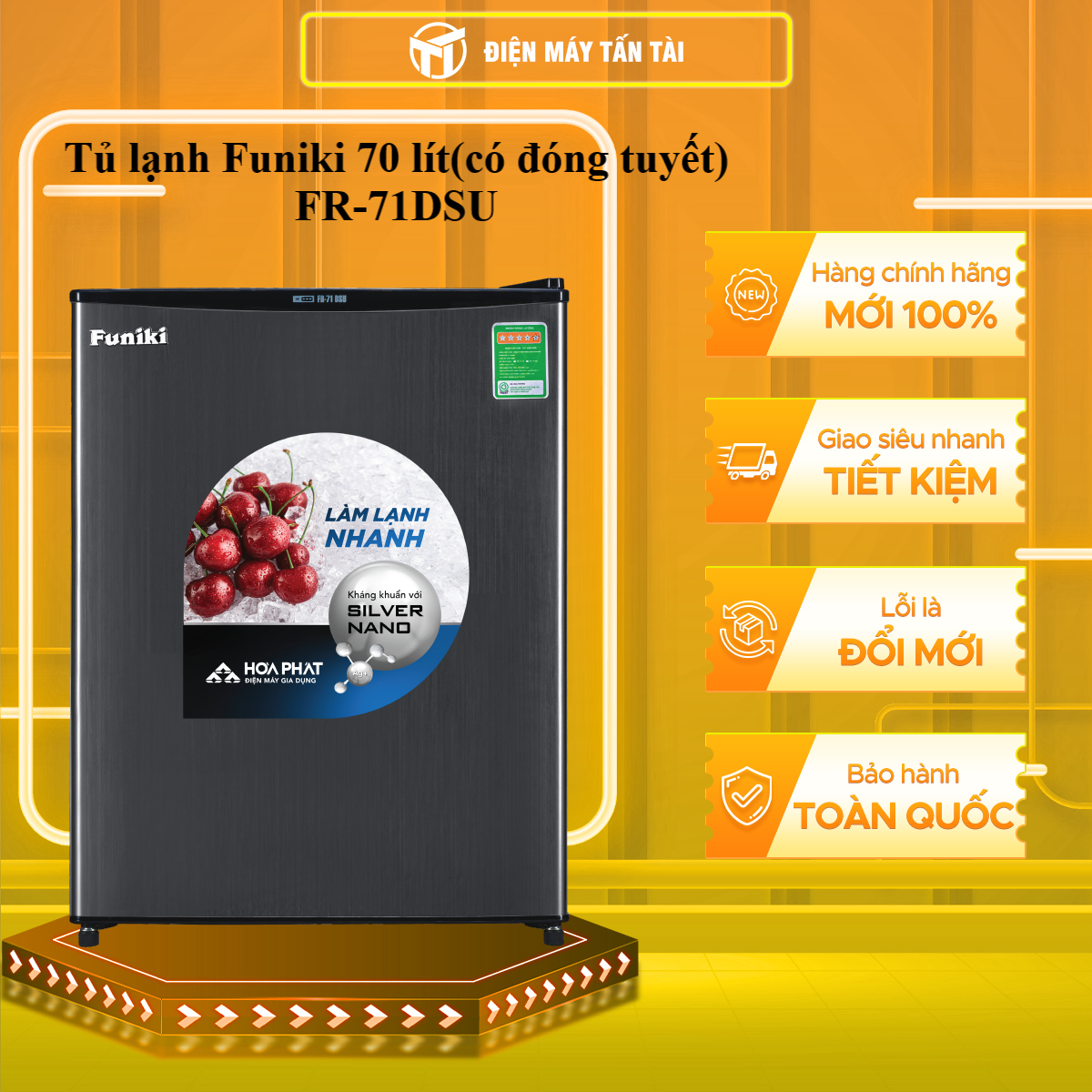 Tủ lạnh Funiki FR-71DSU tủ mini 74 lít - Hàng chính hãng( Chỉ giao HCM)