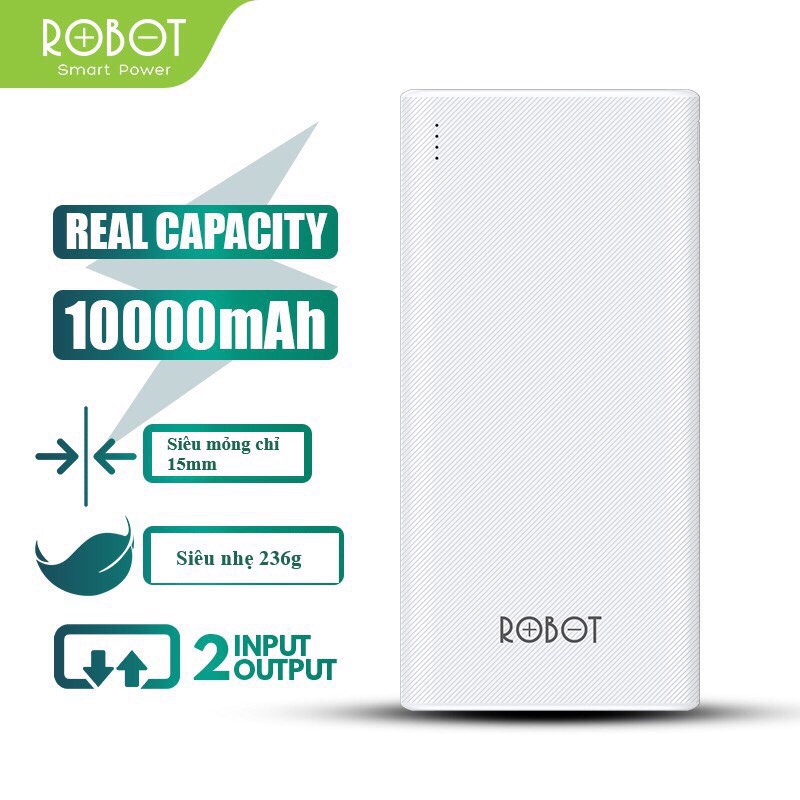 Pin sạc dự phòng 10000mAh Robot RT170 White - Hàng chính hãng / Hàng nhập khẩu