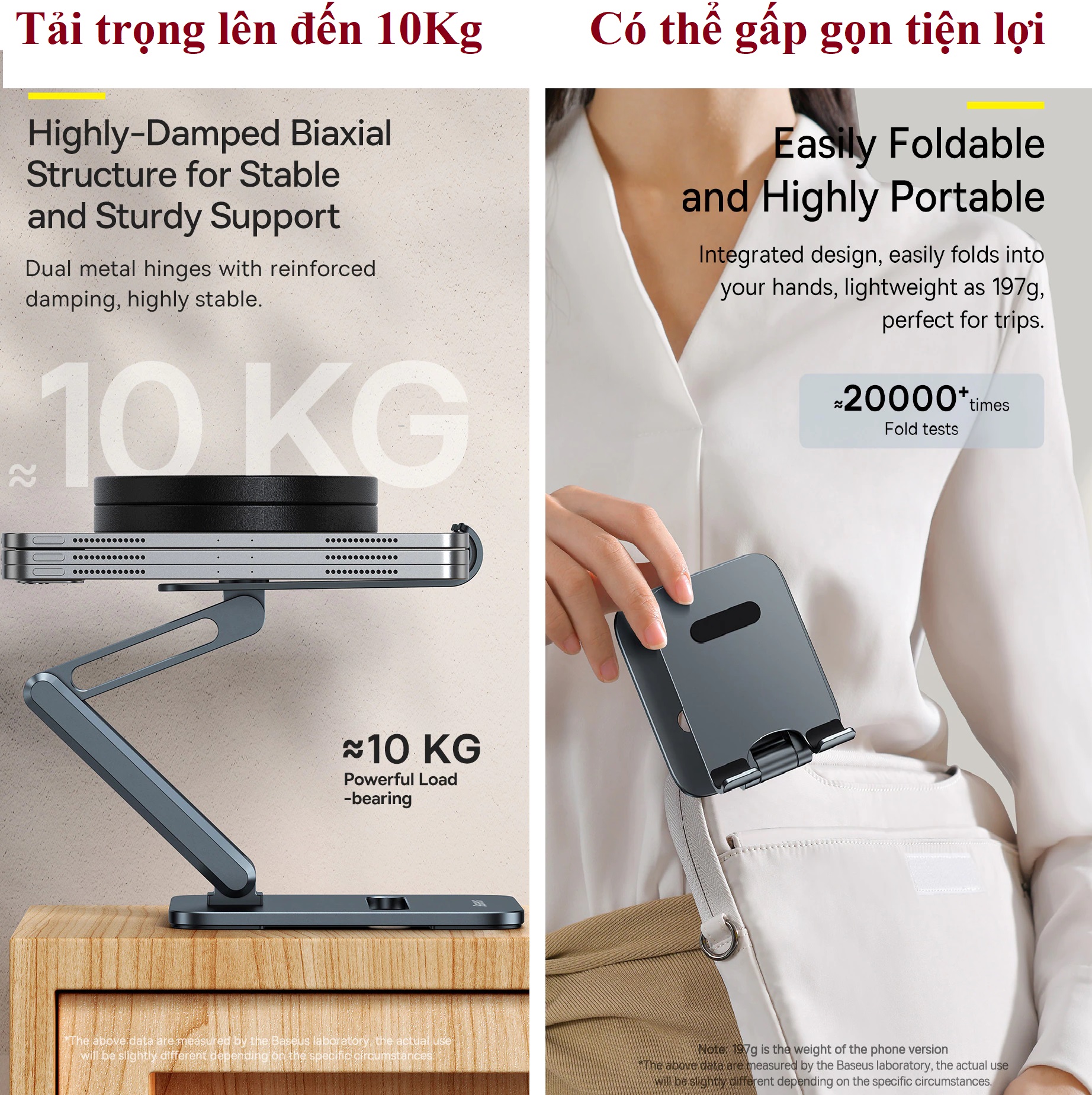 Giá đỡ điện thoại máy tính bảng hợp kim nhôm để bàn dạng xếp Baseus Biaxial Foldable Metal Stand _  Hàng chính hãng