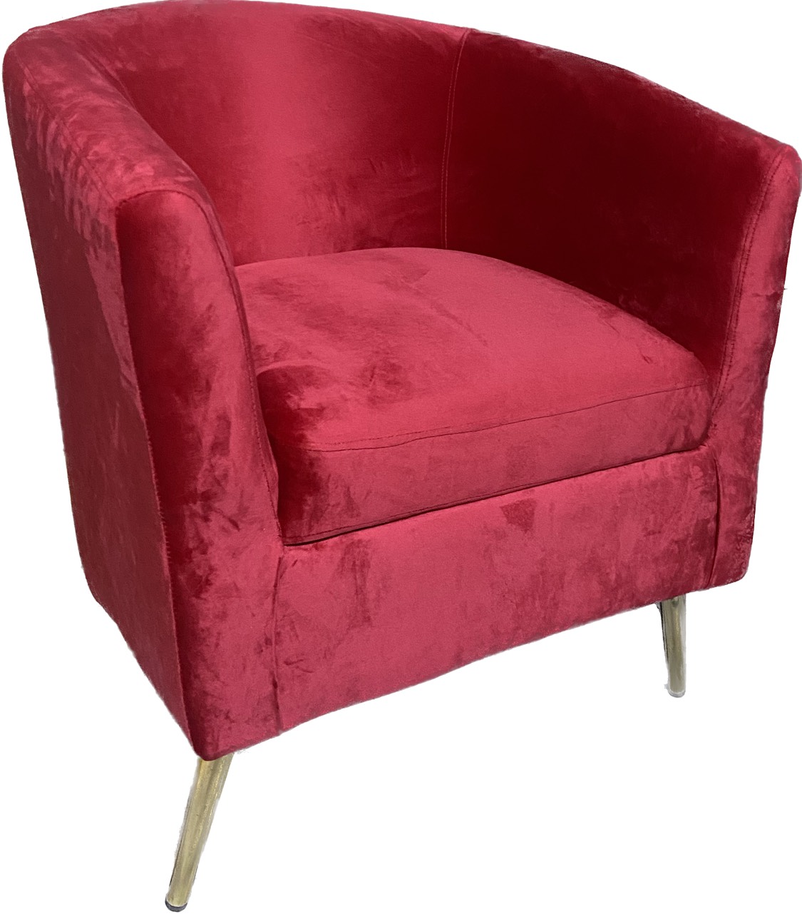 Ghế sofa đơn Juno Sofa vải nhung màu đỏ chân sắt mạ vàng