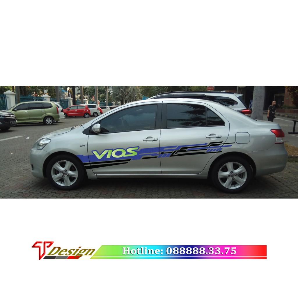Tem dán cho dòng xe Vios, decal xe oto cao cấp. tem oto thiết kế WRAP 10, KT 241x29cm