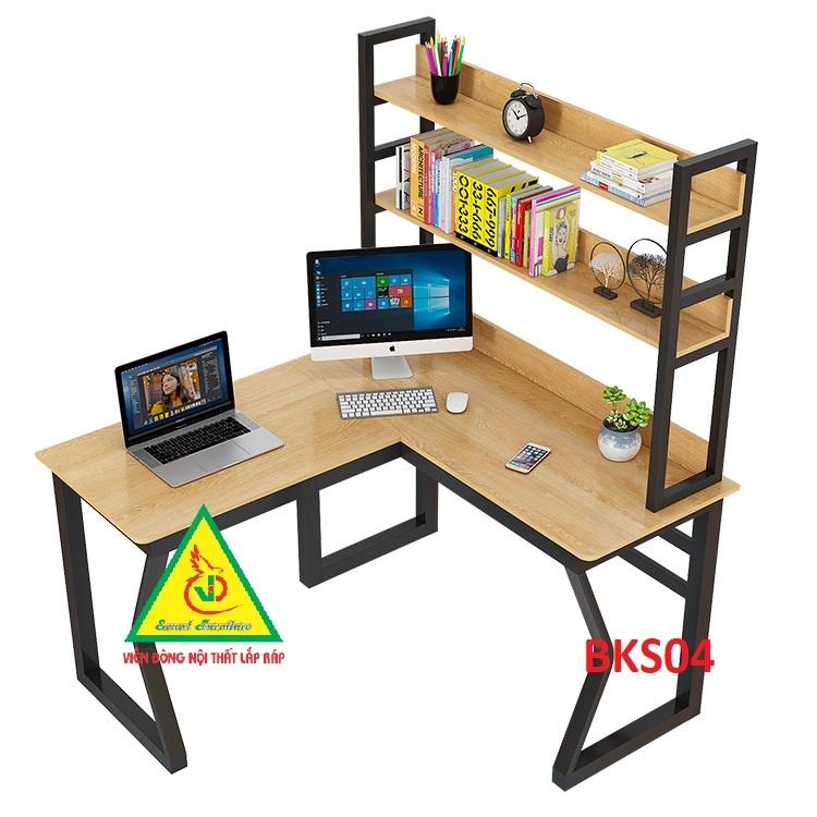 Bàn làm việc, bàn học khung sắt mặt gỗ BKS04