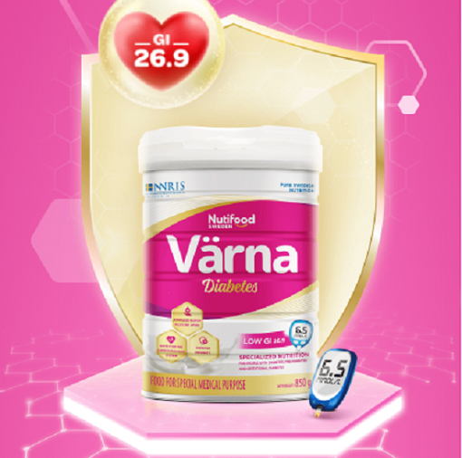 Sữa Bột Värna Diabetes Lon 850g của Nutifood Thụy Điển - Dành cho người tiểu đường. Tặng kèm khăn mặt bông mềm mịn.