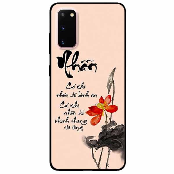 Ốp lưng in cho Samsung S20 Mẫu Thư Pháp Nhẫn Nền Hồng