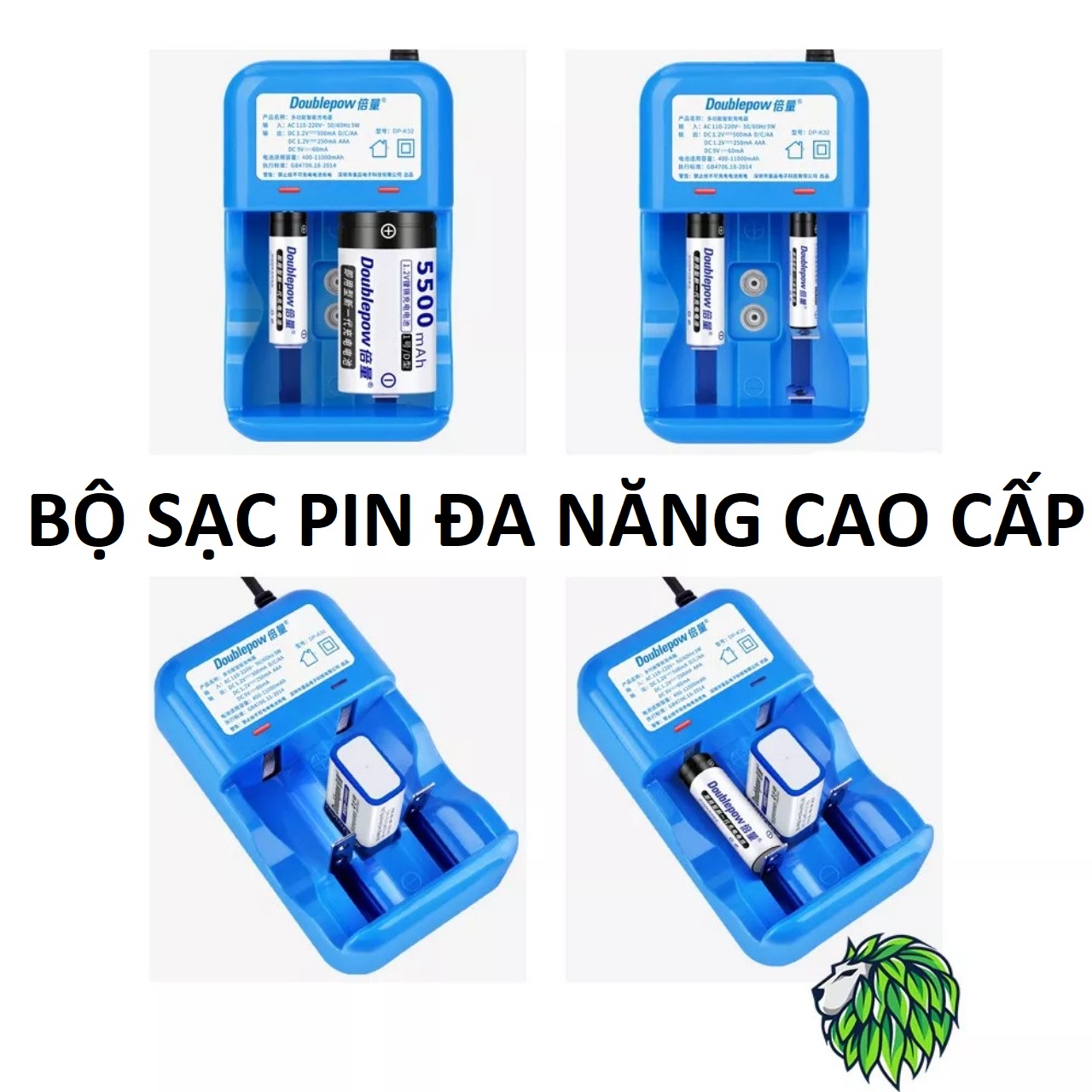 Bộ sạc pin đa năng Doublepow cao câp thông minh tự ngắt khi đầy tự điều chỉnh dòng sạc