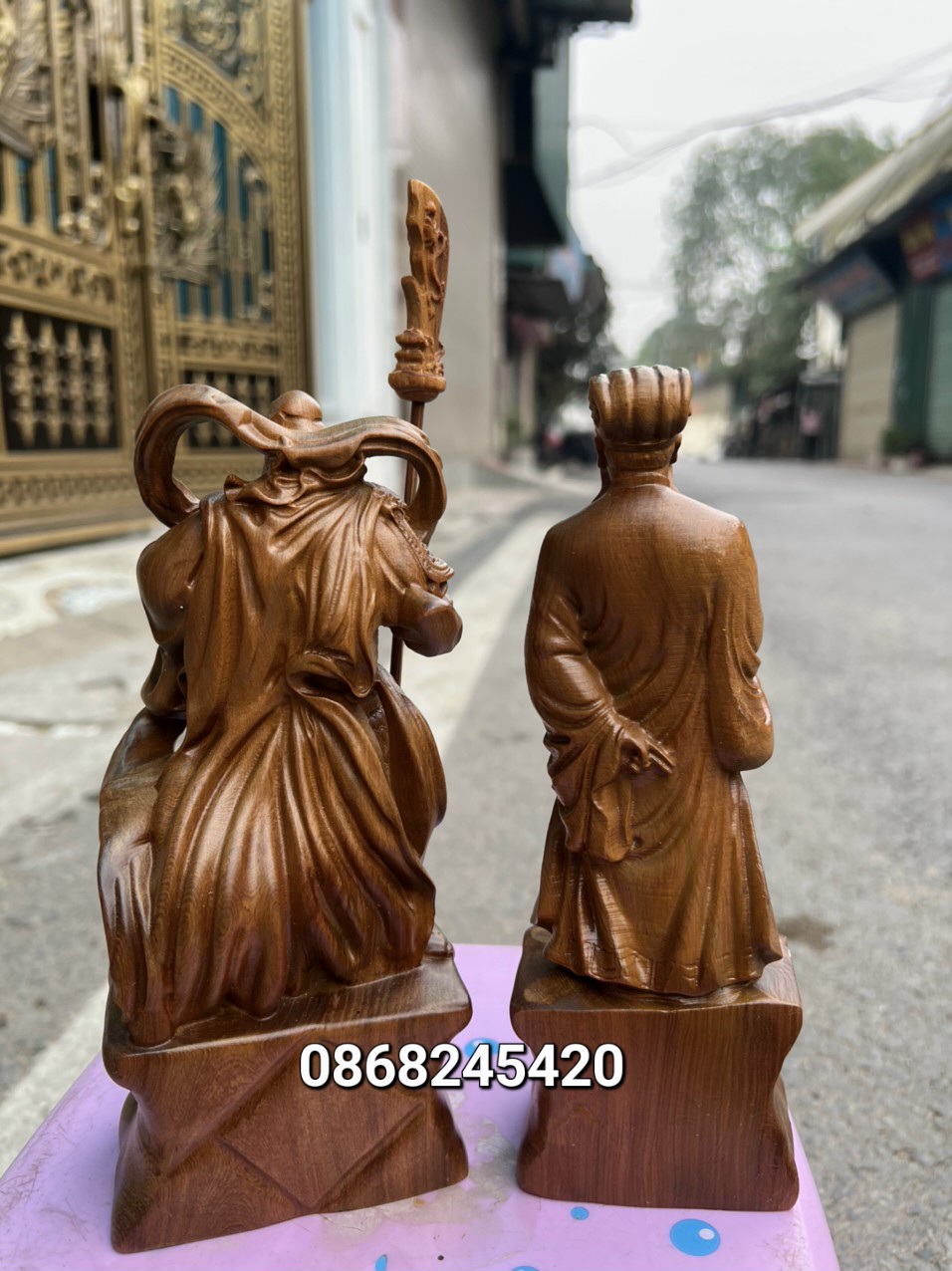 Bộ ngũ hổ tướng ,lưu bị ,khổng minh ,quan công ,trương phi ,triệu tử long gỗ bách xanh thơm nức kt cao 20×9×6cm