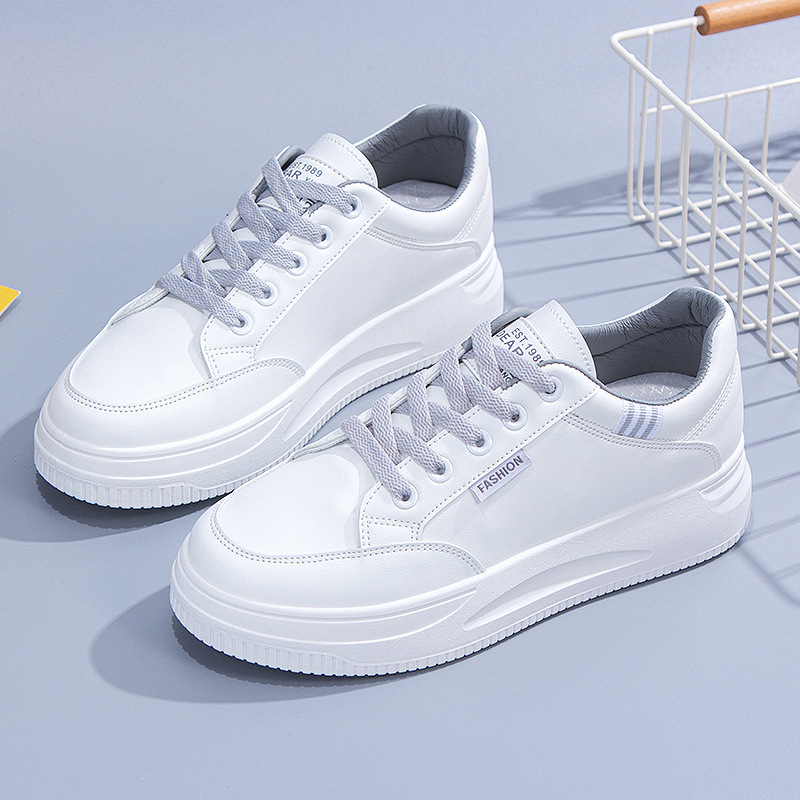 Giày thể thao nữ basic đế bằng cao 4cm êm chân đi học đi làm đi chơi đơn giản màu trắng sneaker