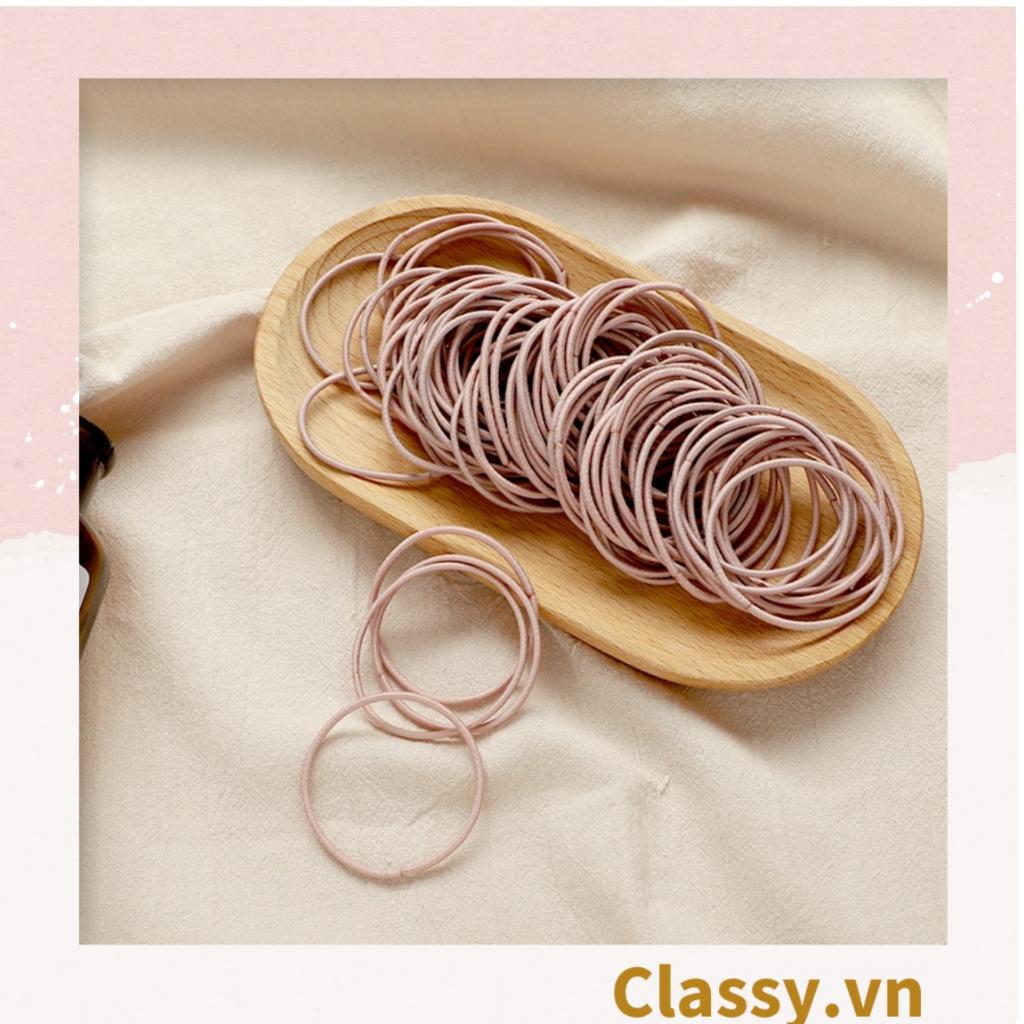 Set 100 dây thun  cột tóc Classy siêu dai siêu rẻ đơn sắc PK208