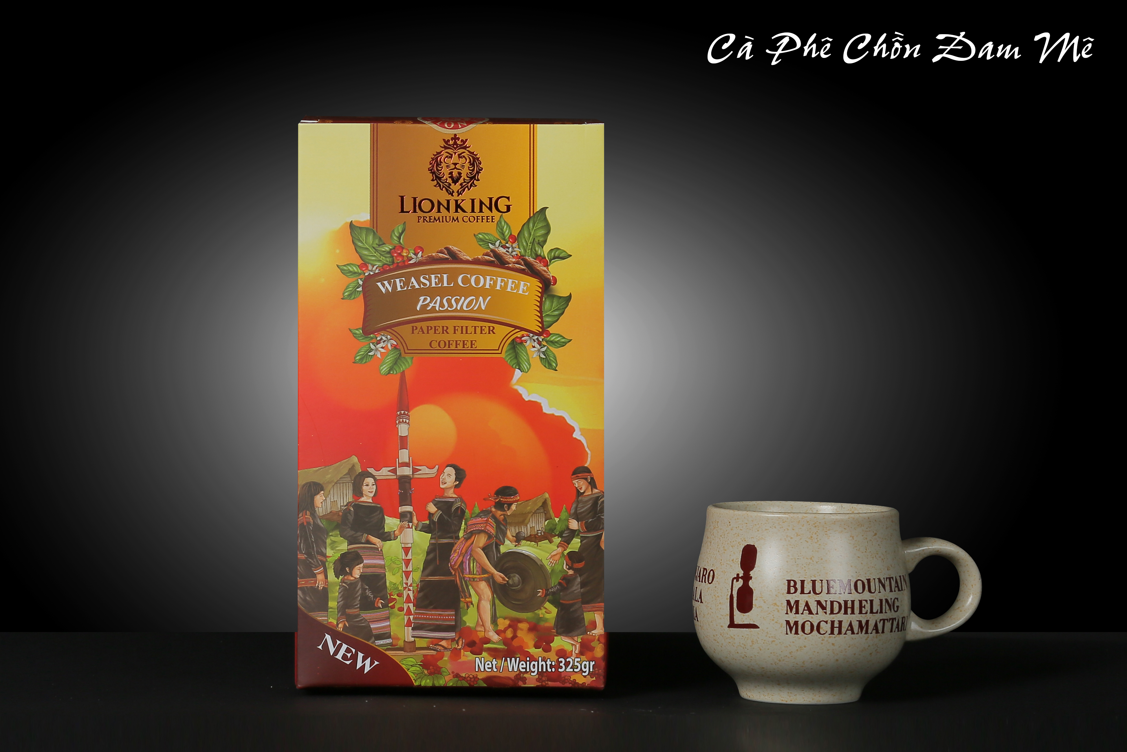 Cà Phê Phin Giấy Chồn Đam Mê - Lionking - 100% cà phê Chồn nguyên chất chọn lọc hảo hạng - Hộp 144g (12 gói x 12g)
