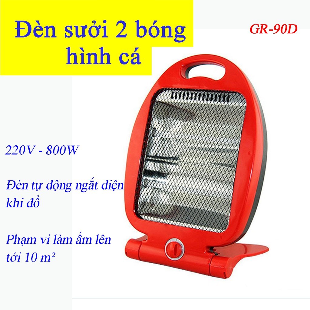 Đèn Sưởi, Quạt Sưởi  Máy Sưởi 2 Bóng Công Suất 800w Tự Ngắt Điện Khi Đổ Bảo Hành 12 Tháng - HÀNG CHÍNH HÃNG MINIIN