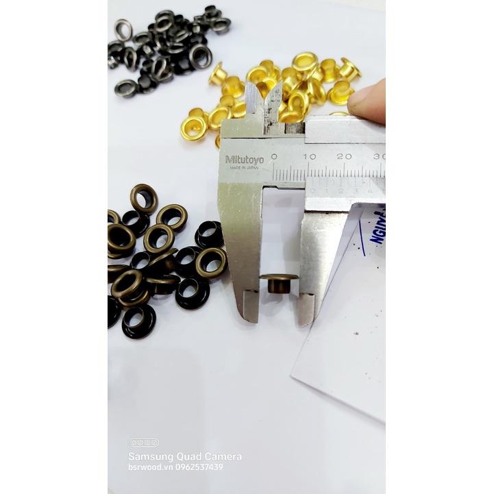 Khoen ore mắt cáo 6mm Bằng Thau không gỉ Màu bạc, vàng, đen, đồng Khuy mắt cáo bấm vải, quần áo, túi xách, đồ da