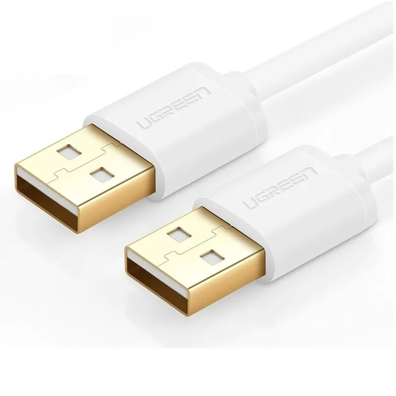 Cáp tín hiệu USB 2.0 2 đầu đực đầu mạ vàng 24k dài 0.5M màu trắng UGREEN USB30131Us102 Hàng chính hãng