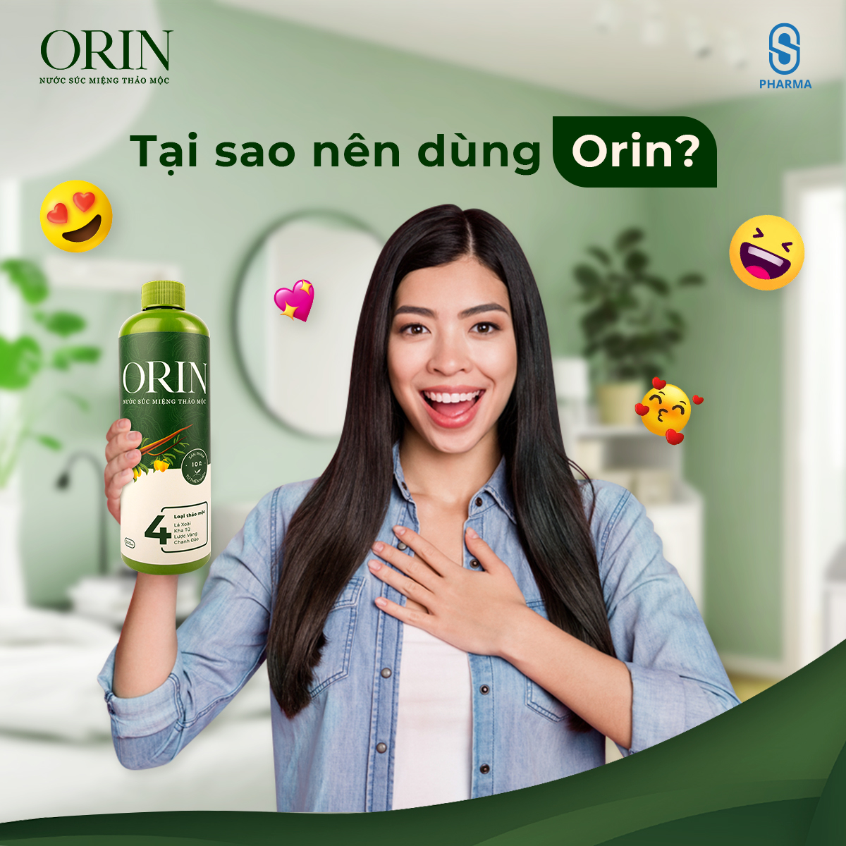 Nước Súc Miệng Thảo Mộc Orin ngừa sâu răng, kháng khuẩn, tan mảng