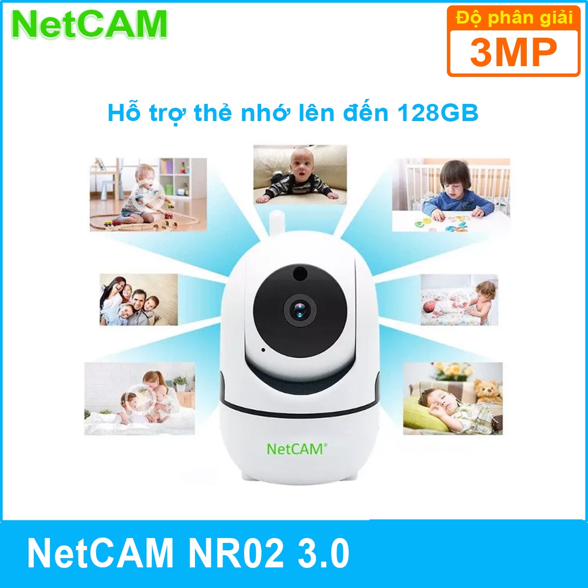 Camera IP WiFi Giám Sát An Ninh NetCAM NR02, độ phân giải 3.0MP - Hàng Chính Hãng