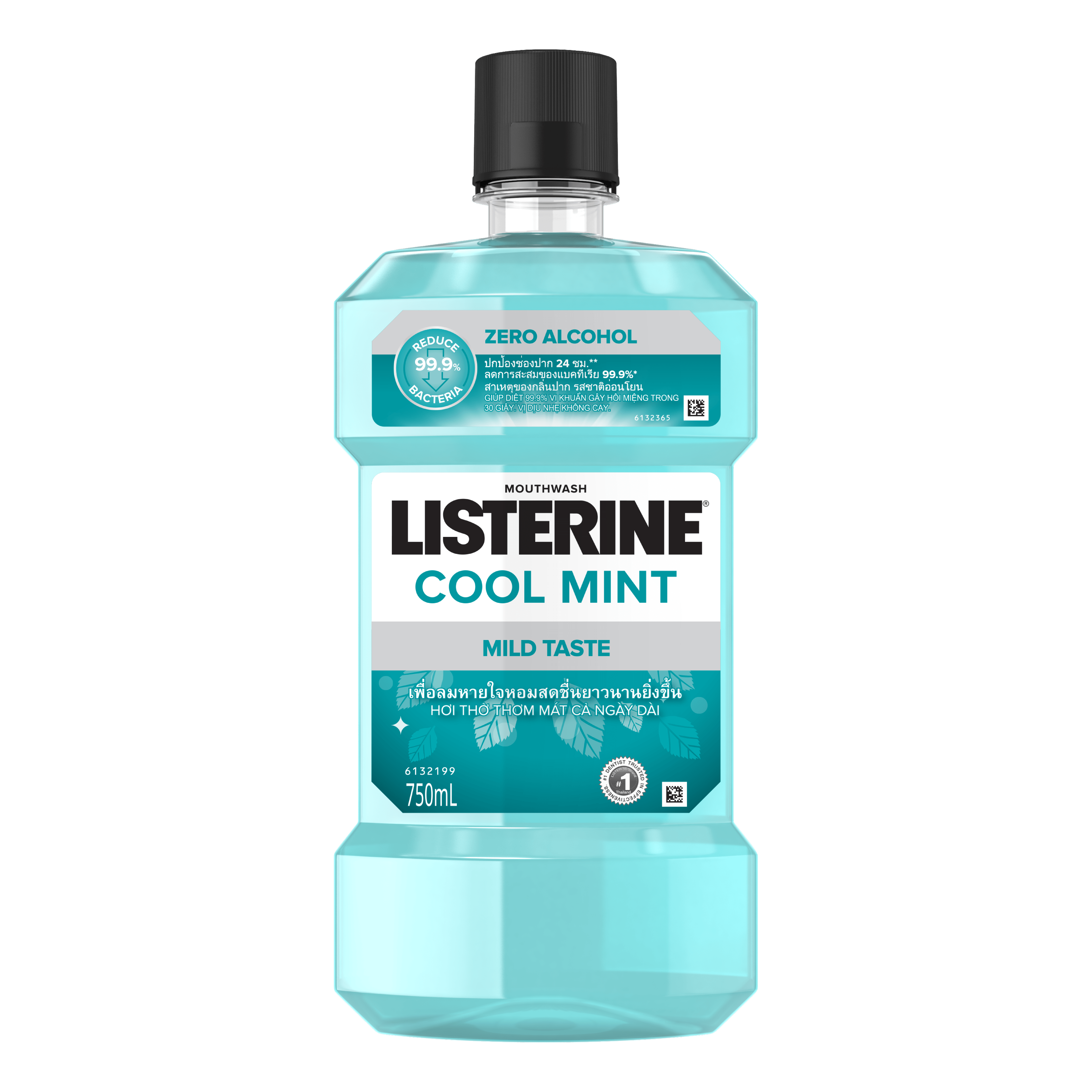 Bộ 2 Chai Nước Súc Miệng Listerine Giúp Hơi Thở Thơm Mát Cool Mint Zero Alcohol 750mlx2