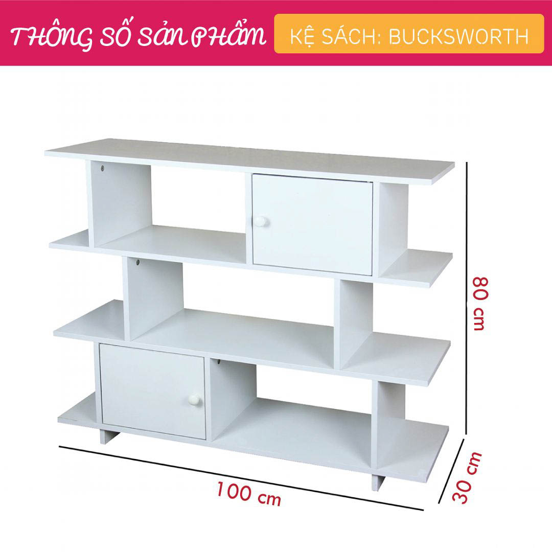 Kệ sách gia đình từ gỗ công nghiệp MDF màu xanh SMLIFE Bucksworth