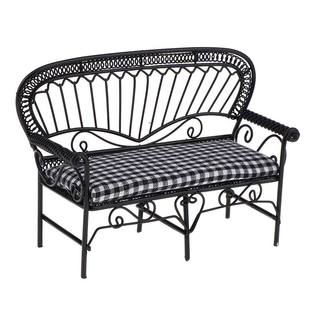 1/12 Dollhouse Furniture Miniature Chair Sofa Decoration Black