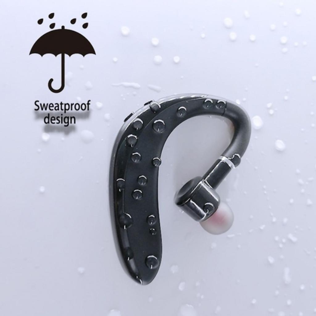 Bluetooth Waterproof -hook Headset Earphone Earbuds with Mic Black