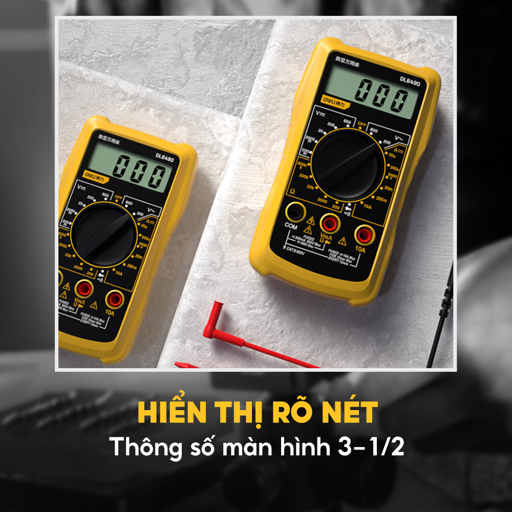 Đồng hồ đo vạn năng 3-1/2 600V Deli DL8490