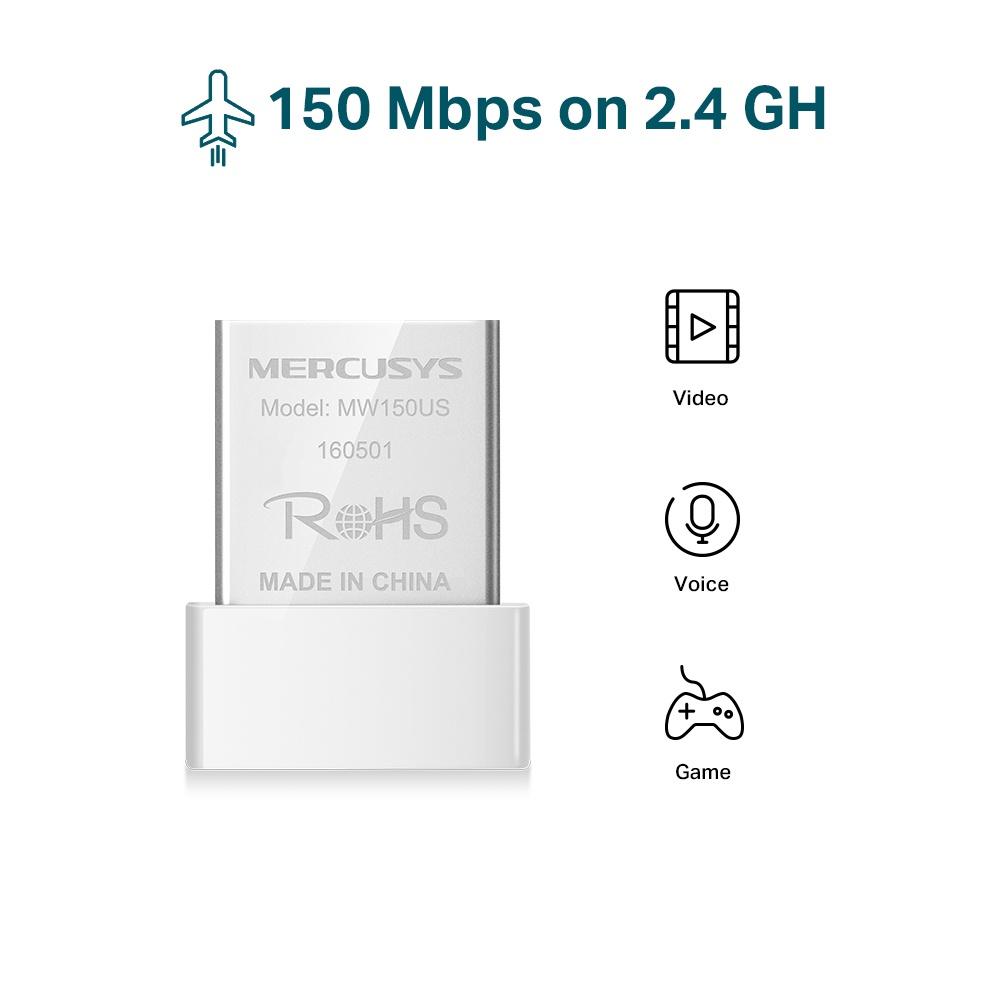 Usb wifi Mercusys 300Mbps tốc độ cao - Usb thu sóng wifi cho laptop PC máy bàn - Mercusys - Hàng chính hãng