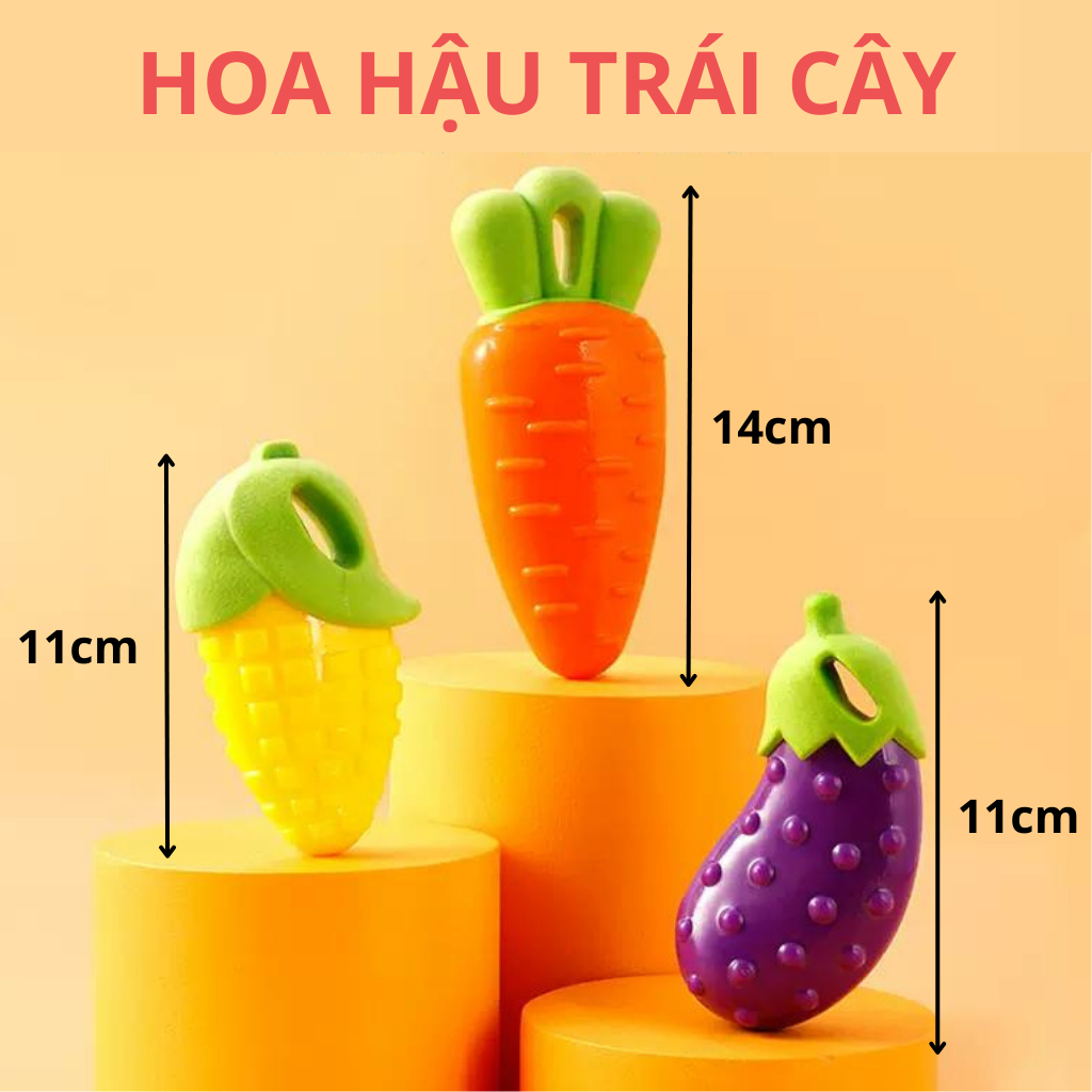 Đồ chơi cho chó FOFOS, Đồ chơi nhai gặm hình trái cây, Có tiếng kêu, Tốt cho răng chó, TPR an toàn, Bảo vệ đồ đạc