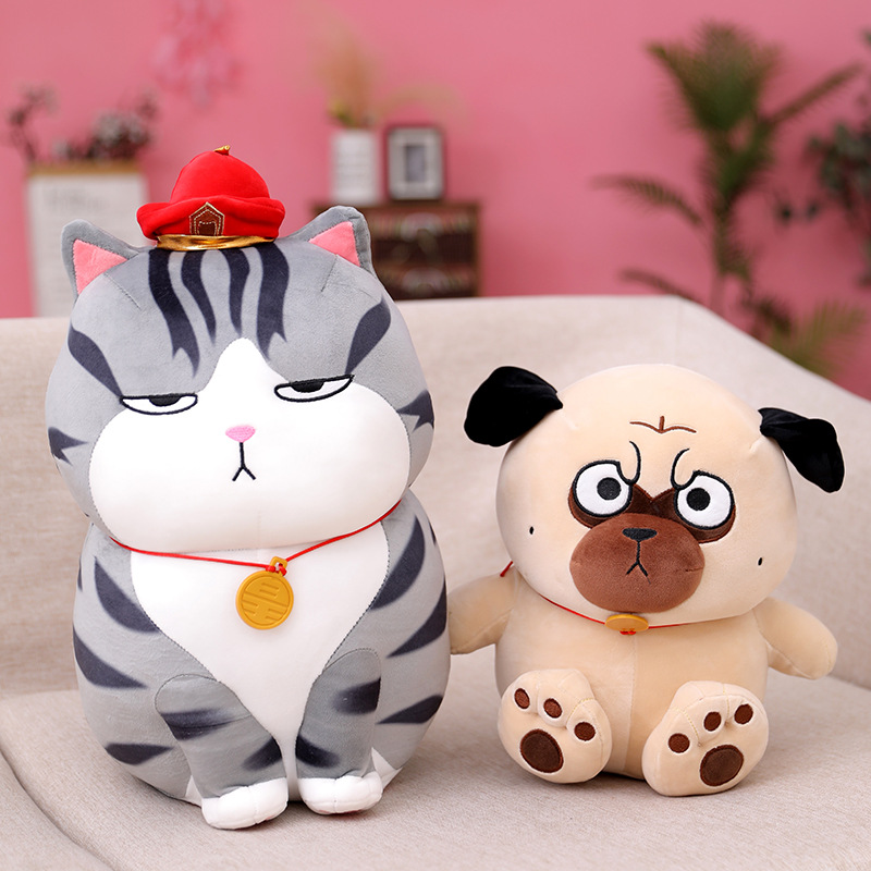 Gấu bông mèo hoàng thượng và chó nô tỳ – Quà tặng thú nhồi bông mèo mặt quạu siêu dễ thương – Size 30 cm – Gối ôm cho bé ngủ ngon