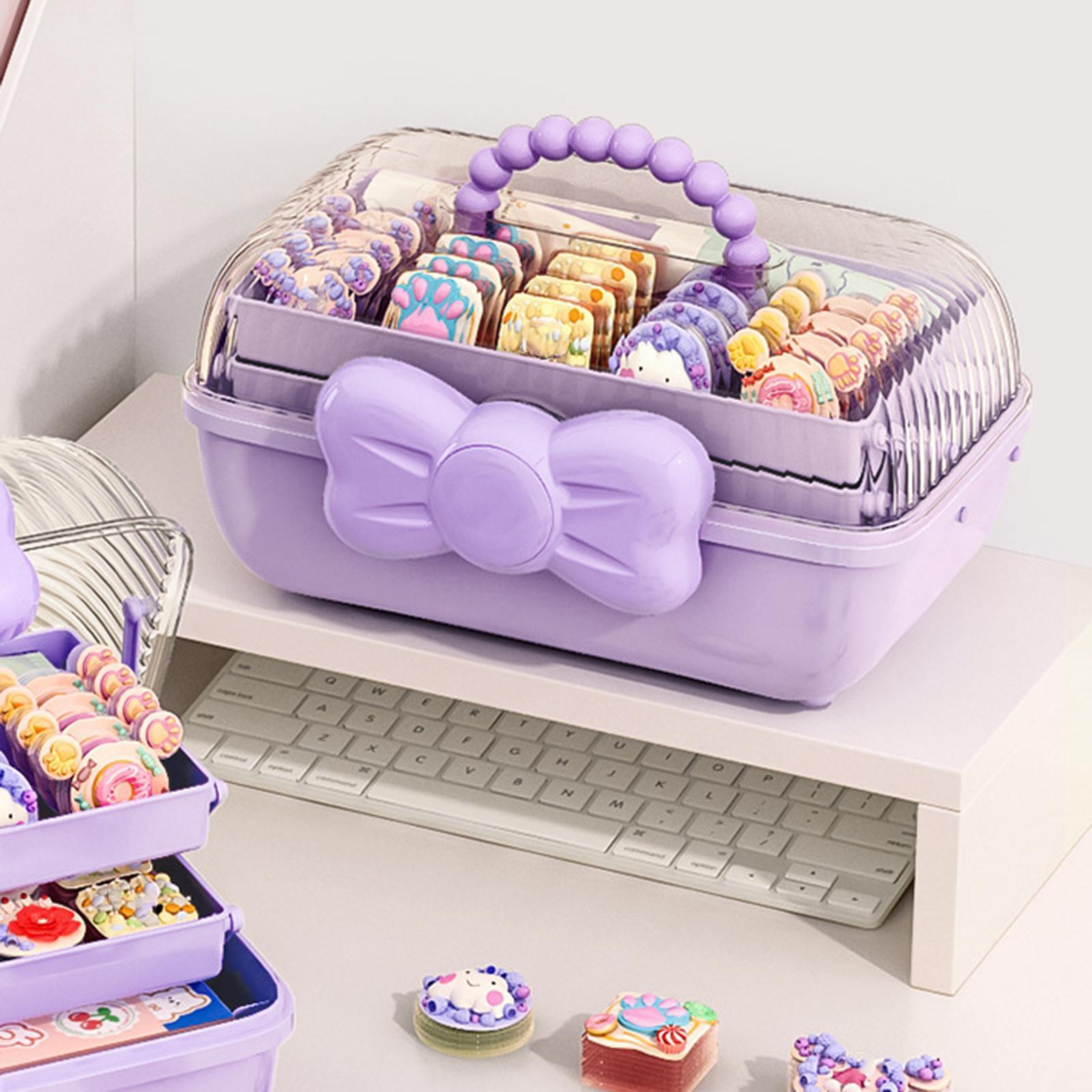 3 Layer Multipurpose Storage Box Hair Accessories Organizer for Girls, Portable Hair Bow Holder ,Cosmetics Supplies Storage Box for Hair Clips