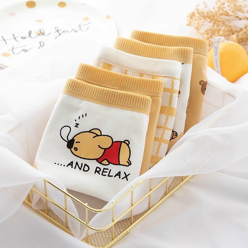 LỐ 10 QUẦN LÓT HÌNH GẤU VÀNG SIÊU DỄ THƯƠNG CHẤT COTTON MỀM MỊN