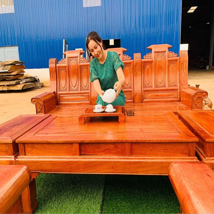 Bộ bàn ghế âu á thư gỗ hương đá