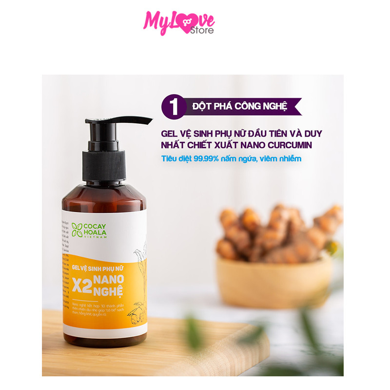 Dung Dịch Vệ Sinh Phụ Nữ X2 Nano Nghệ Cocayhoala Giảm Mùi Hôi, Ngứa, Khí Hư Vùng Kín, Chai 150ml + Tặng Miếng Rửa Mặt Sillicon Gobo Làm Sạch Sâu - Ngừa Mụn - Không gây tổn thương da, Hộp 1 Chiếc mylovestore