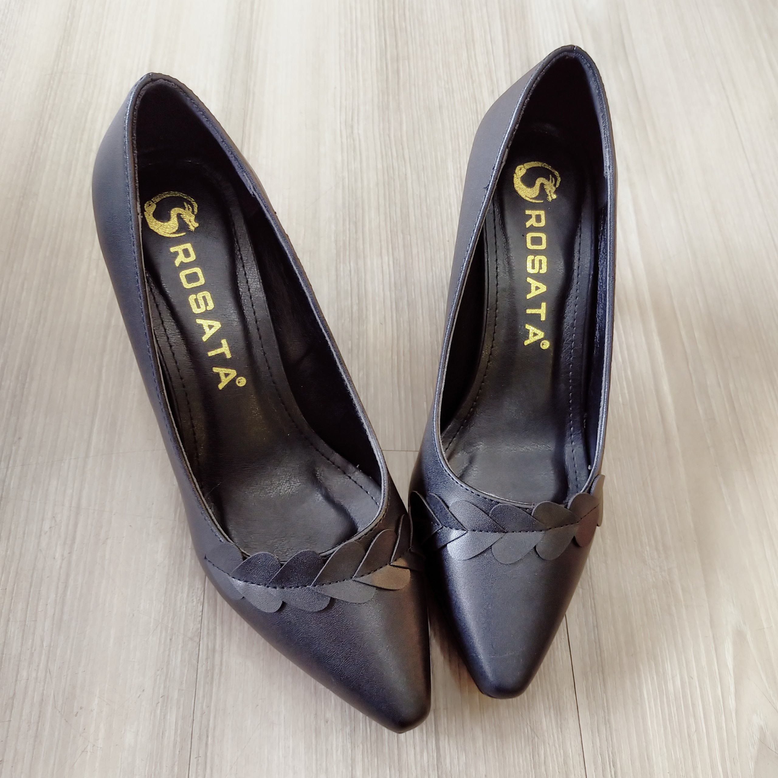 Giày cao gót nữ da lì cao cấp ROSATA RO441 - 8p - Đen, Đỏ, Kem - HÀNG VIỆT NAM - BKSTORE