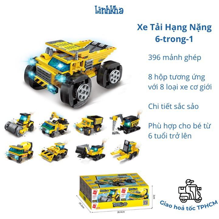 Đồ Chơi Xếp Hình Bộ Gồm 8 Hộp Nhỏ Chủ Đề Xe Tải Hạng Nặng - 396 chi tiết - bé 6 tuổi - Qman 1806