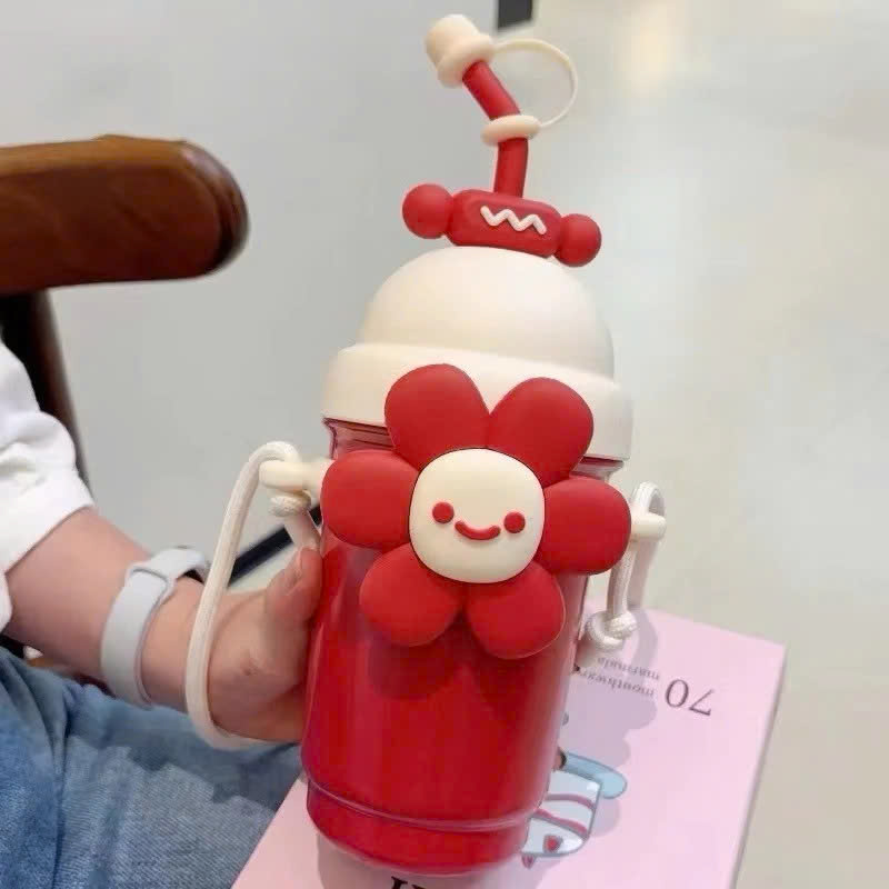 Bình Giữ Nhiệt Hoa Dễ Thương 700ML Inox 316 Cao Cấp – Kèm Ống Hút, Dây Đeo, Sticker &amp; Cọ Vệ Sinh - HÀNG CHÍNH HÃNG MINIIN