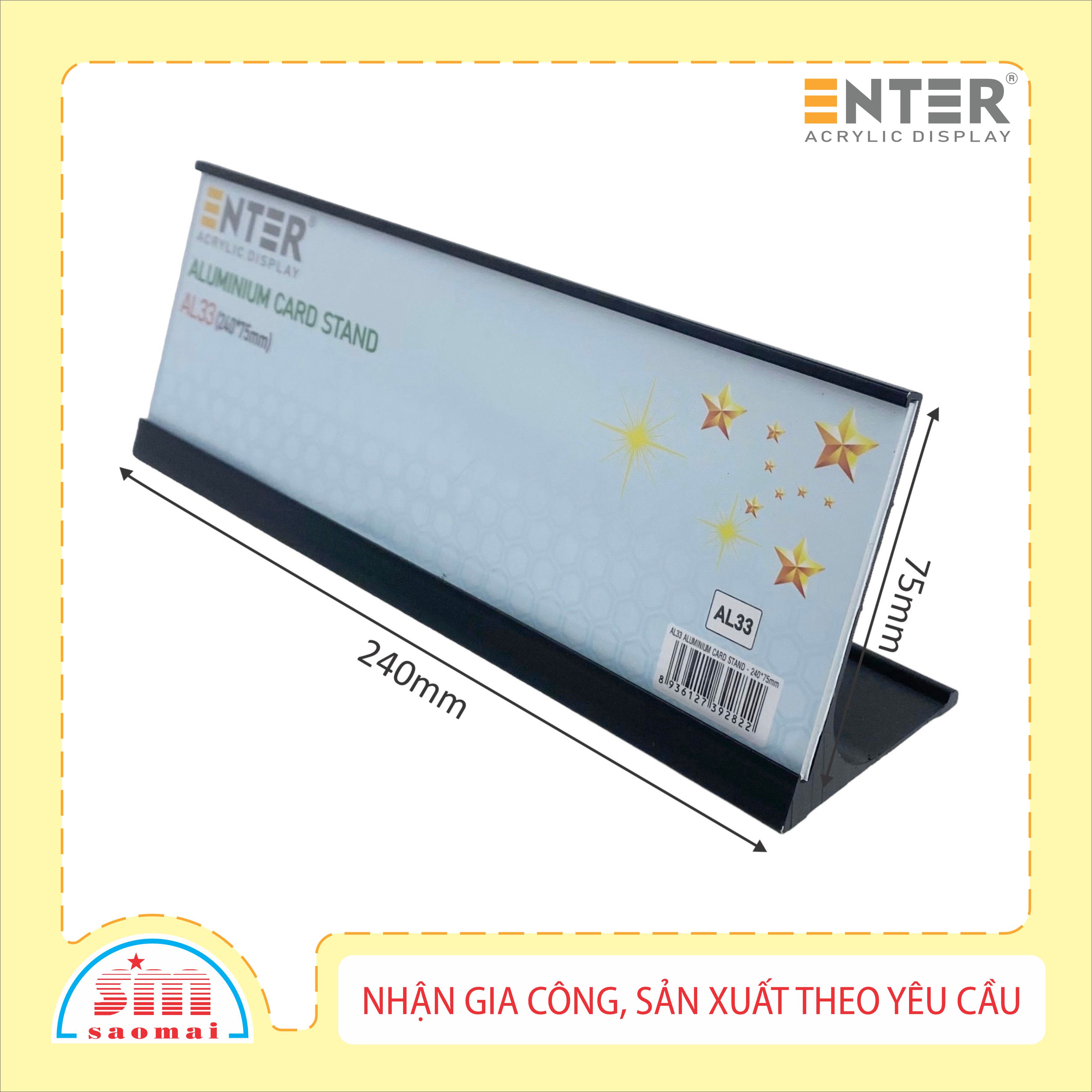 Bảng thông tin để bàn nhôm Enter AL33 240x75mm