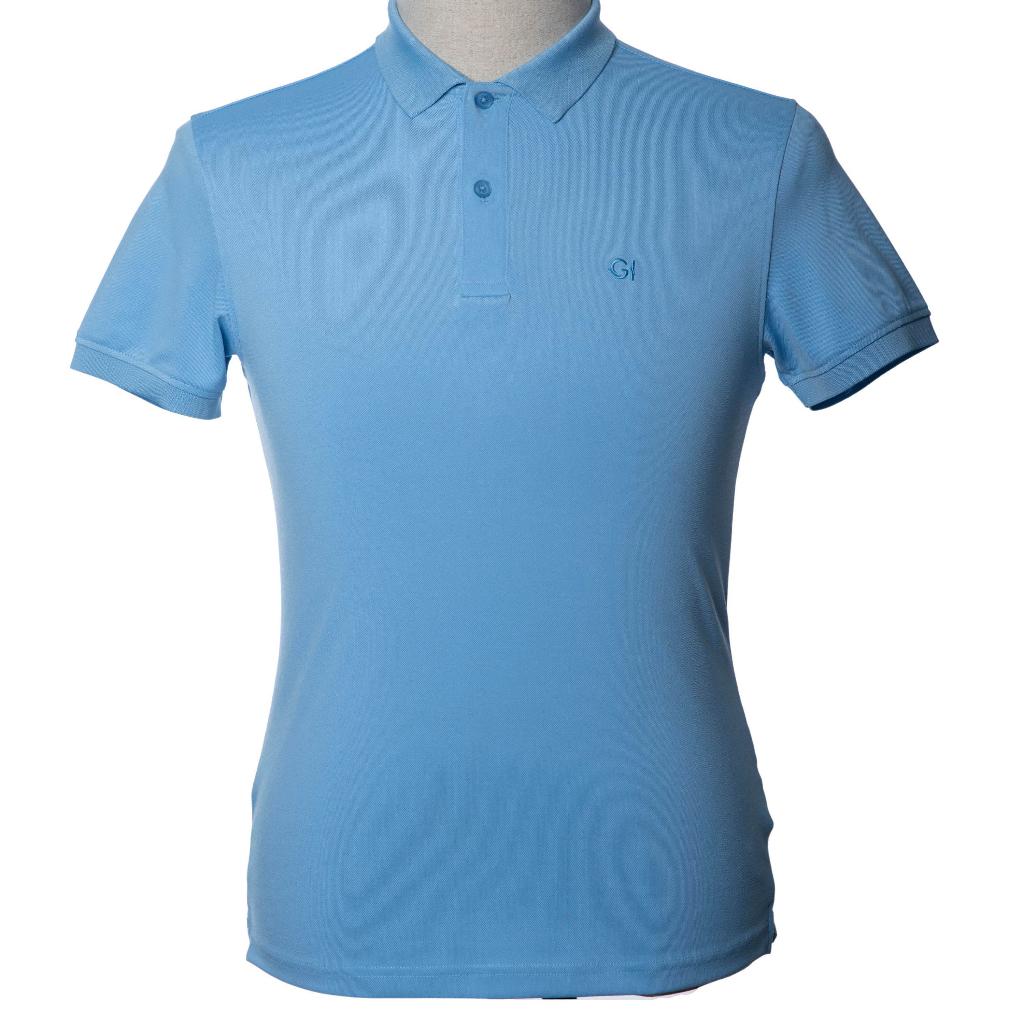 Áo nam polo màu xanh da trời nhạt dáng đẹp cá sấu Poly trơn ngắn tay cao cấp có cổ GIFASHION MPR30317