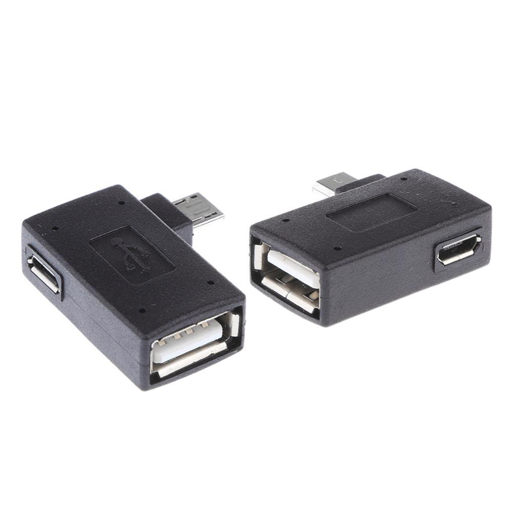 2X Micro USB B Male to USB 2.0 A Female OTG Adapter Cable Angle