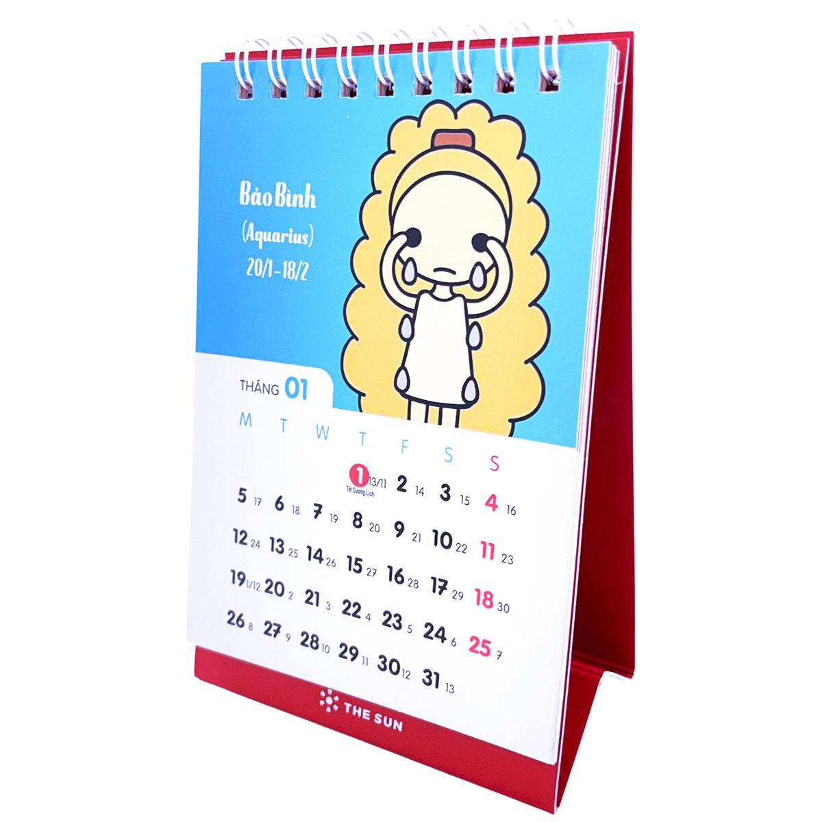 Lịch Bàn Chữ A 2026 - The Sun - 12 Cung Hoàng Đạo