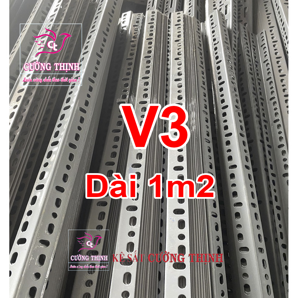 SẮT V LỖ | V3 dài 1m5, dày 1,6mm - Lắp ráp kệ sắt, Kệ sắt V lỗ, V3x3