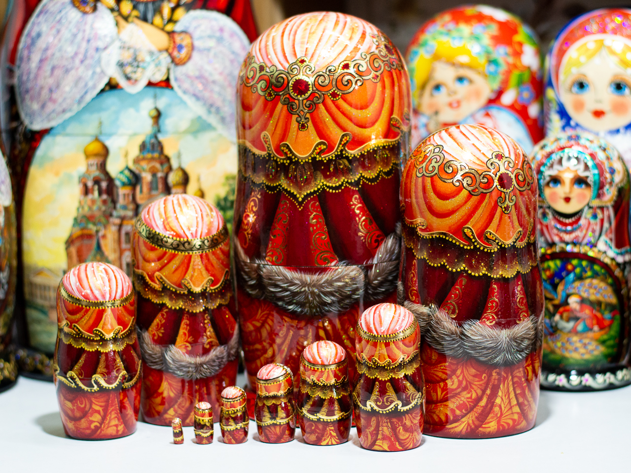 BỘ BÚP BÊ NGA MATRYOSHKA 10 LỚP CAO 26CM HOA VĂN "CHUYỆN CỔ TÍCH PUSHKIN" CỰC ĐẸP VÀ SANG TRỌNG