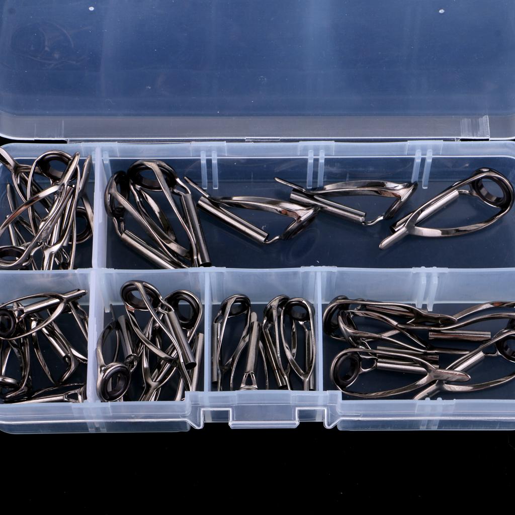 30pcs Durable Fishing Rod Guides Tips Set Rod Repair Kit Eye Ring 2.2#-3.0#