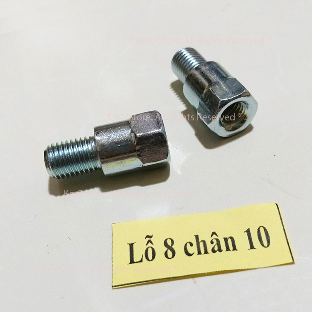 01 Ốc Chuyển Đổi Chân Gương Xe Máy Chân 10mm - Lỗ 8mm