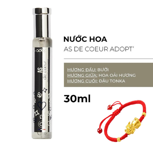 Nước Hoa Nam Adopt' As De Coeur 30ML Lôi Cuốn Quyến Rũ, Tặng Kèm Vòng Tay May Mắn