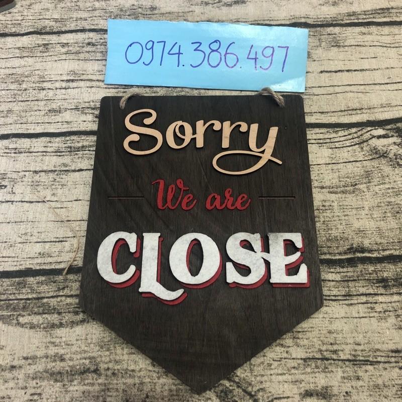 Bảng gỗ open close hai mặt treo shop thời trang quán cafe tiệm nail