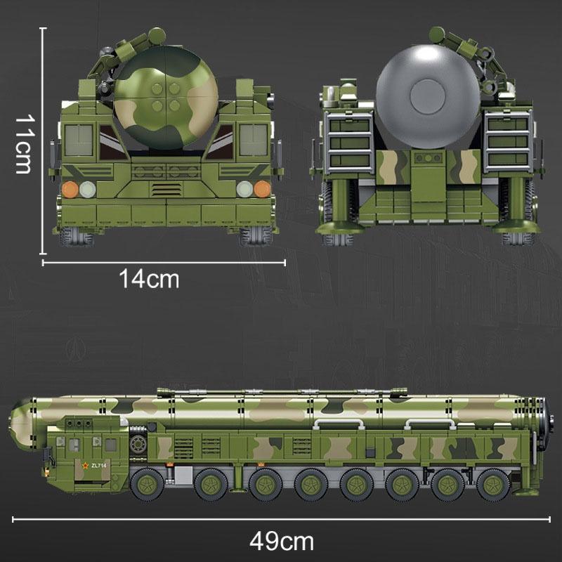 Đồ chơi Lắp ráp Xe Đạn đạo xuyên lục địa DF-41, Panlos 639009 Dongfend 41, Xếp hình thông minh, Mô hình Quân sự
