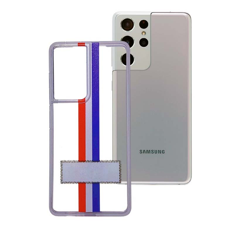 Ốp lưng chống sốc trong suốt cho Samsung Galaxy S21 Ultra hiệu Likgus Thom Brow (chất liệu cao cấp, thiết kế thời trang họa tiết 3 sọc màu) - hàng nhập khẩu